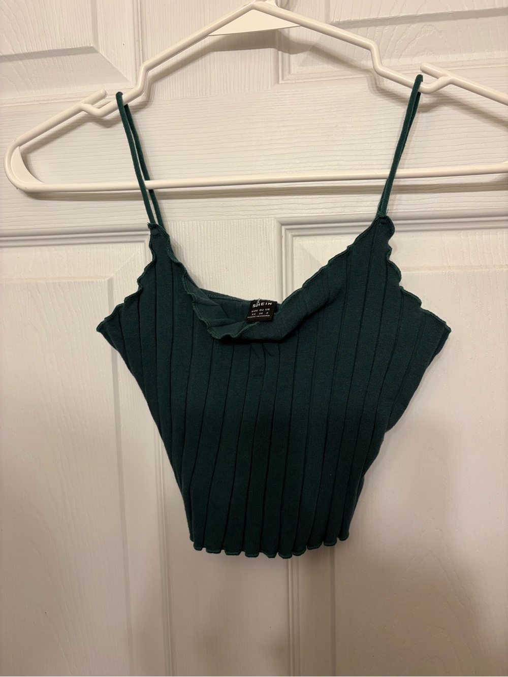 SHEIN Dark Teal Ribbed Scallop-Trim Cami